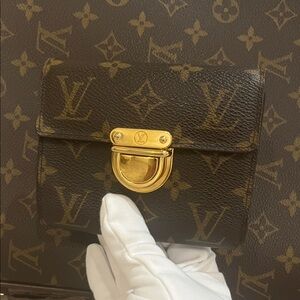 Louis Vuitton Brown Monogram Wallet with Gold Clasp
